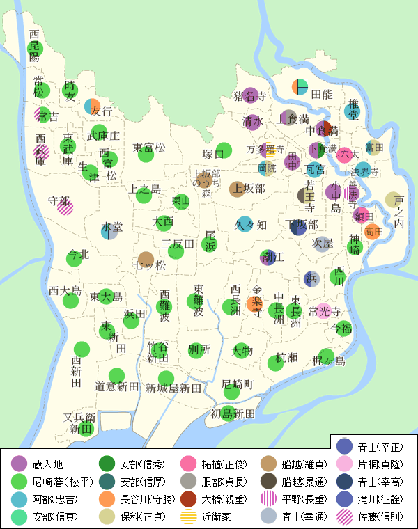 尼崎市域の近世所領配置図3