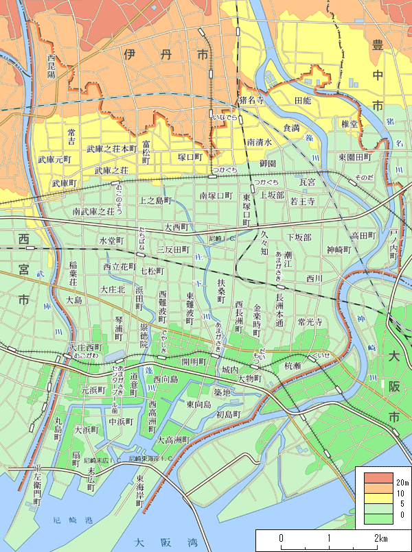 尼崎市域図（2006年現在）