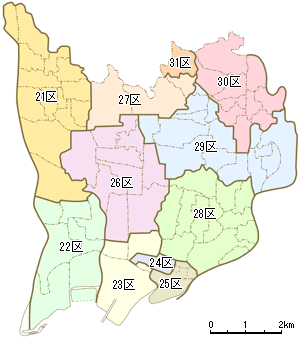 1872年2月、五〇区制分画図