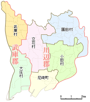 1889年4月、町村制施行図