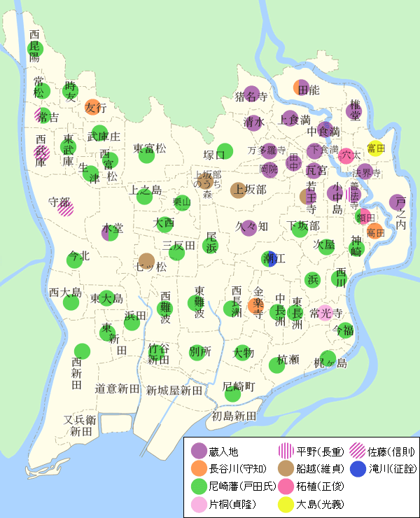尼崎市域の近世所領配置図1